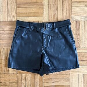 Bar III Faux Leather Belted Shorts